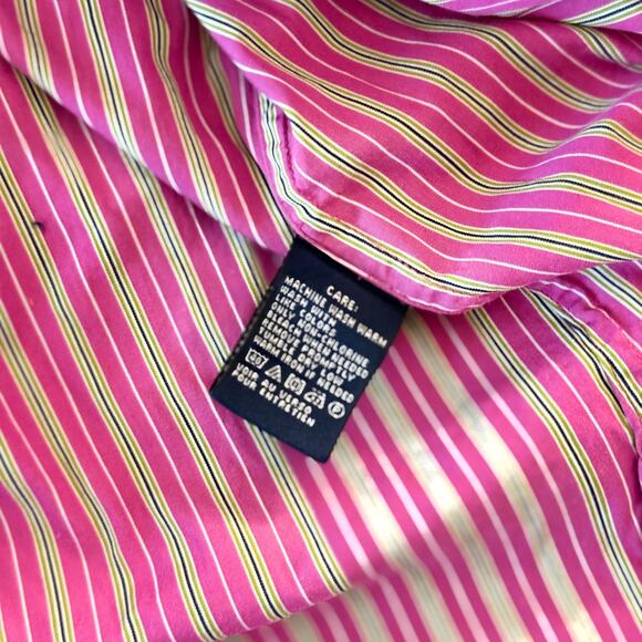 Ralph Lauren Sport Women's Size 4 Pink & Green Striped Button Down 3/4 Sleeve - Picture 8 of 10